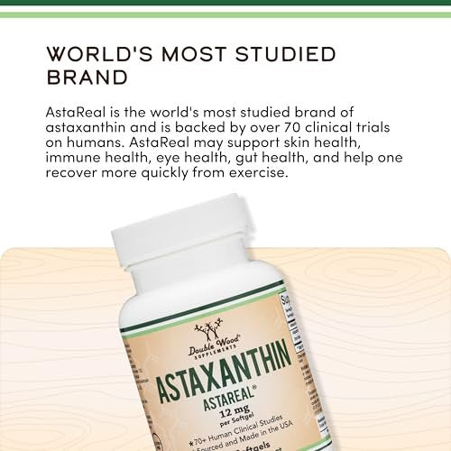 Astaxanthin 12 mg – Dreifache Stärke mit patentiertem Astrareal® (70+ klinische Studien) – Hergestellt in den USA