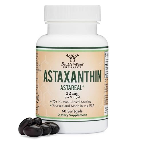 Astaxanthin 12 mg – Dreifache Stärke mit patentiertem Astrareal® (70+ klinische Studien) – Hergestellt in den USA