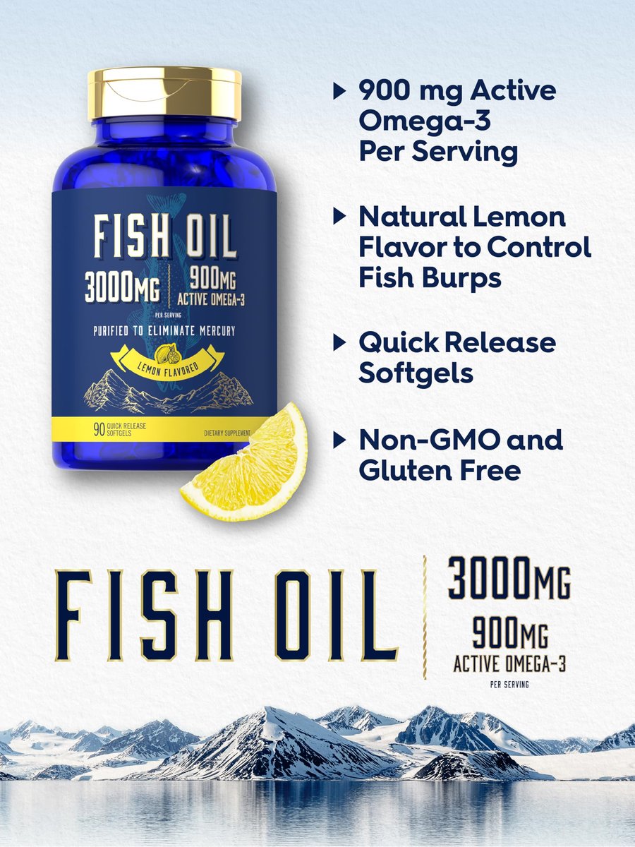 Carlyle Fischöl 3000mg | 900mg Omega 3 | 90 Weichkapseln | Zitronengeschmack | Nicht-GVO & Glutenfrei
