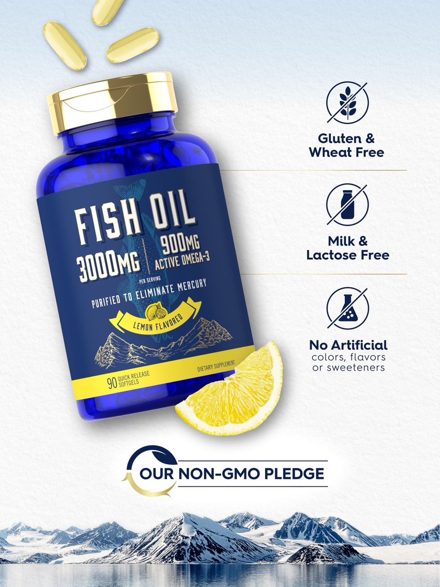Carlyle Fischöl 3000mg | 900mg Omega 3 | 90 Weichkapseln | Zitronengeschmack | Nicht-GVO & Glutenfrei