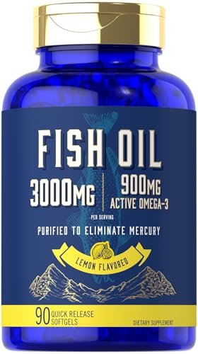 Carlyle Fischöl 3000mg | 900mg Omega 3 | 90 Weichkapseln | Zitronengeschmack | Nicht-GVO & Glutenfrei