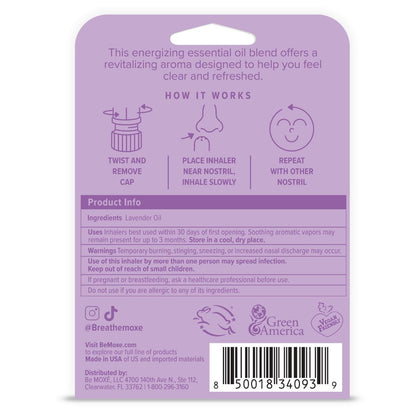 MOXE Lavendelöl Nasal Inhaler – Therapeutische Aromatherapie für Entspannung und Wohlbefinden (1 Pack)