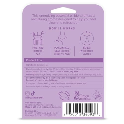 MOXE Lavendelöl Nasal Inhaler – Therapeutische Aromatherapie für Entspannung und Wohlbefinden (1 Pack)