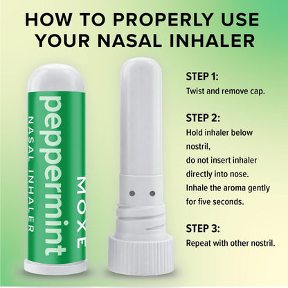 MOXE Pfefferminzöl Naseninhalator – Therapeutische Aromatherapie, kühlend, erfrischend, belebend, stimmungsaufhellend, rein und unverdünnt, hergestellt in den USA (1 Packung)