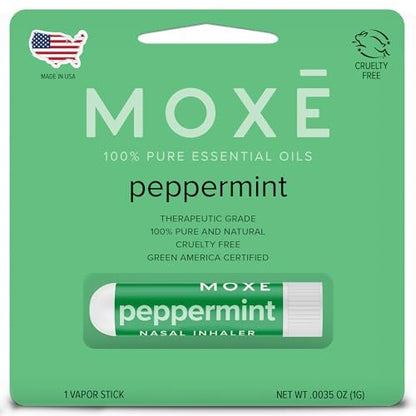 MOXE Pfefferminzöl Naseninhalator – Therapeutische Aromatherapie, kühlend, erfrischend, belebend, stimmungsaufhellend, rein und unverdünnt, hergestellt in den USA (1 Packung)