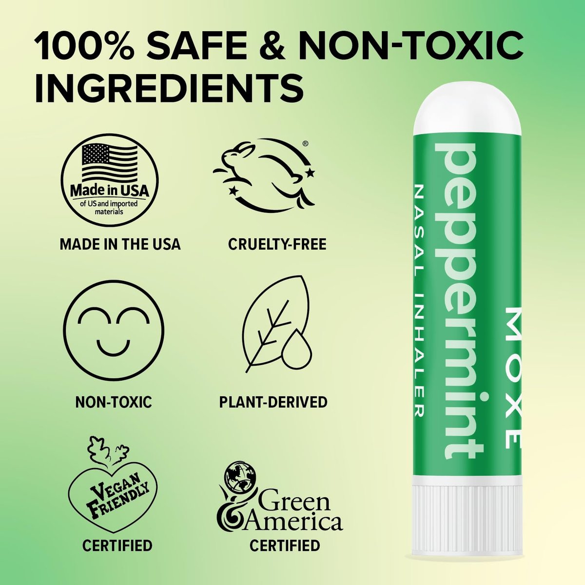 MOXE Pfefferminzöl Naseninhalator – Therapeutische Aromatherapie, kühlend, erfrischend, belebend, stimmungsaufhellend, rein und unverdünnt, hergestellt in den USA (1 Packung)