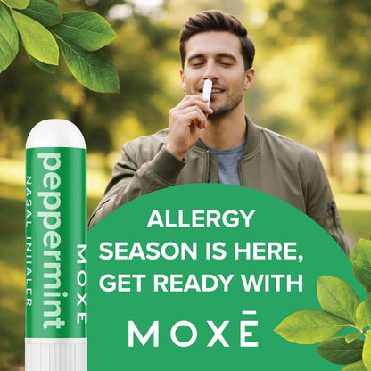 MOXE Pfefferminzöl Naseninhalator – Therapeutische Aromatherapie, kühlend, erfrischend, belebend, stimmungsaufhellend, rein und unverdünnt, hergestellt in den USA (1 Packung)