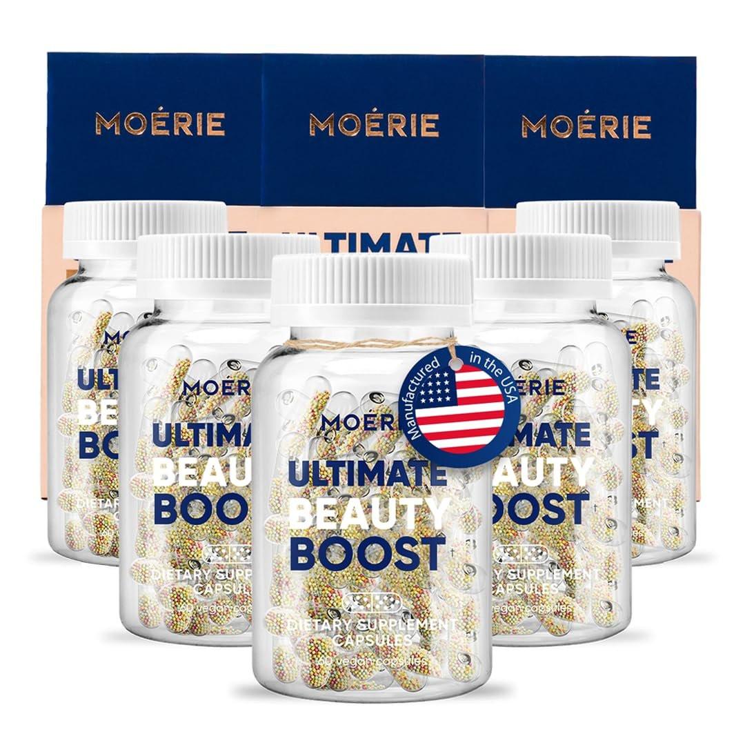 Moerie Ultimate Haarwachstumsergänzung für Frauen & Männer - Haare, Haut, Nägel Vitamine mit Biotin & Mineralien - für dichteres, volleres Haar & Haarausfall Behandlung - 360 Kapseln