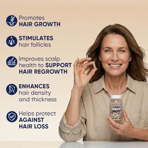 Moerie Ultimate Haarwachstumsergänzung für Frauen & Männer - Haare, Haut, Nägel Vitamine mit Biotin & Mineralien - für dichteres, volleres Haar & Haarausfall Behandlung - 360 Kapseln