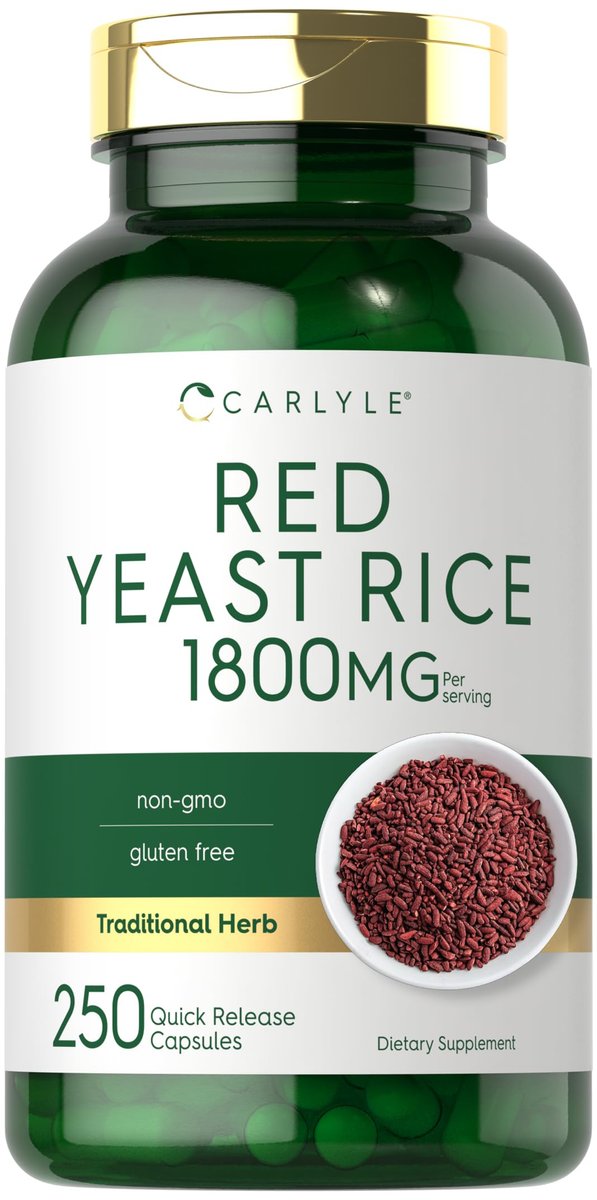 Carlyle Rotschimmelreis (Red Yeast Rice) 1800 mg - 250 Kapseln, Non-GMO & Glutenfrei