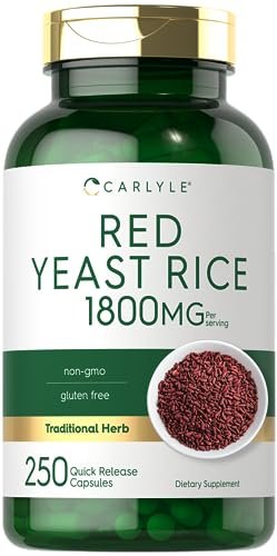 Carlyle Rotschimmelreis (Red Yeast Rice) 1800 mg - 250 Kapseln, Non-GMO & Glutenfrei