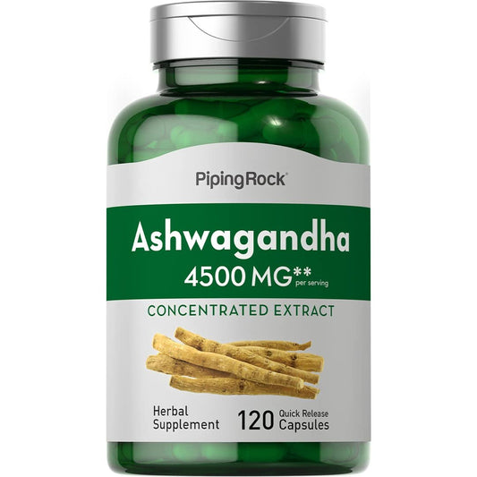 Piping Rock Ashwagandha Kapseln | 120 Stück | Pflanzliches Nahrungsergänzungsmittel mit schwarzem Pfeffer Extrakt | für Frauen und Männer | Non-GMO, Glutenfrei