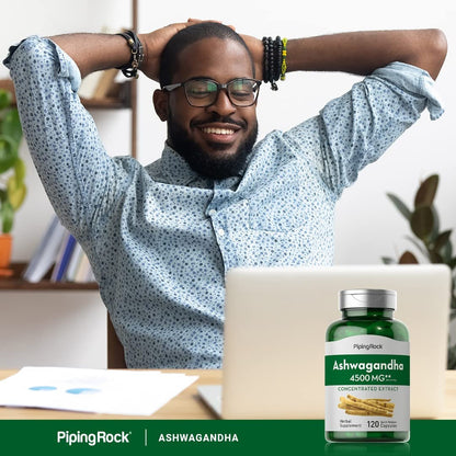 Piping Rock Ashwagandha Kapseln | 120 Stück | Pflanzliches Nahrungsergänzungsmittel mit schwarzem Pfeffer Extrakt | für Frauen und Männer | Non-GMO, Glutenfrei