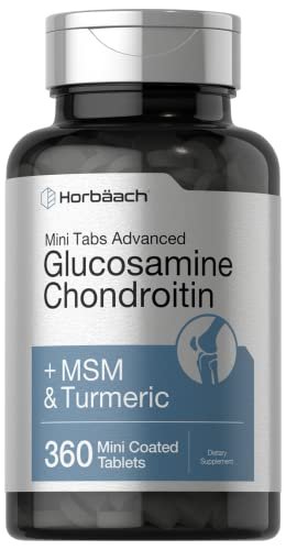 Horbäach Glucosamin Chondroitin MSM Kurkuma | 360 Mini-Tabletten | Fortschrittliche Glucosamin-Formel | Nicht-GVO & Glutenfrei