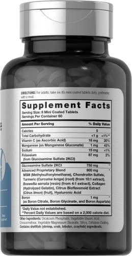 Horbäach Glucosamin Chondroitin MSM Kurkuma | 360 Mini-Tabletten | Fortschrittliche Glucosamin-Formel | Nicht-GVO & Glutenfrei