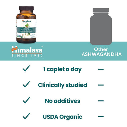 Himalaya Bio Ashwagandha Wurzel, 30-Tage-Vorrat – Pflanzliches Nahrungsergänzungsmittel zur Stresslinderung und Energieunterstützung – USDA Bio, Nicht-GVO, Vegan, Glutenfrei, Ohne Zusätze, 670 mg, 30 Kapseln