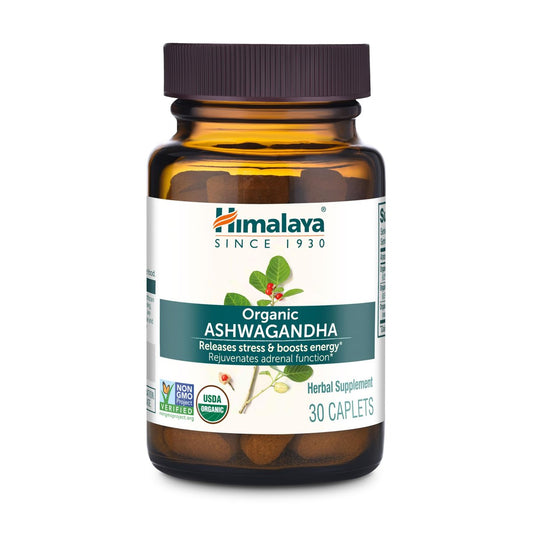 Himalaya Bio Ashwagandha Wurzel, 30-Tage-Vorrat – Pflanzliches Nahrungsergänzungsmittel zur Stresslinderung und Energieunterstützung – USDA Bio, Nicht-GVO, Vegan, Glutenfrei, Ohne Zusätze, 670 mg, 30 Kapseln