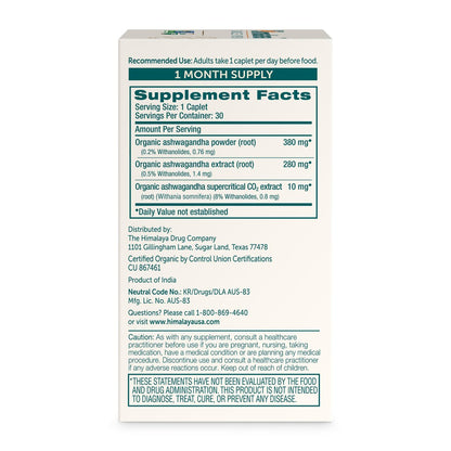 Himalaya Bio Ashwagandha Wurzel, 30-Tage-Vorrat – Pflanzliches Nahrungsergänzungsmittel zur Stresslinderung und Energieunterstützung – USDA Bio, Nicht-GVO, Vegan, Glutenfrei, Ohne Zusätze, 670 mg, 30 Kapseln