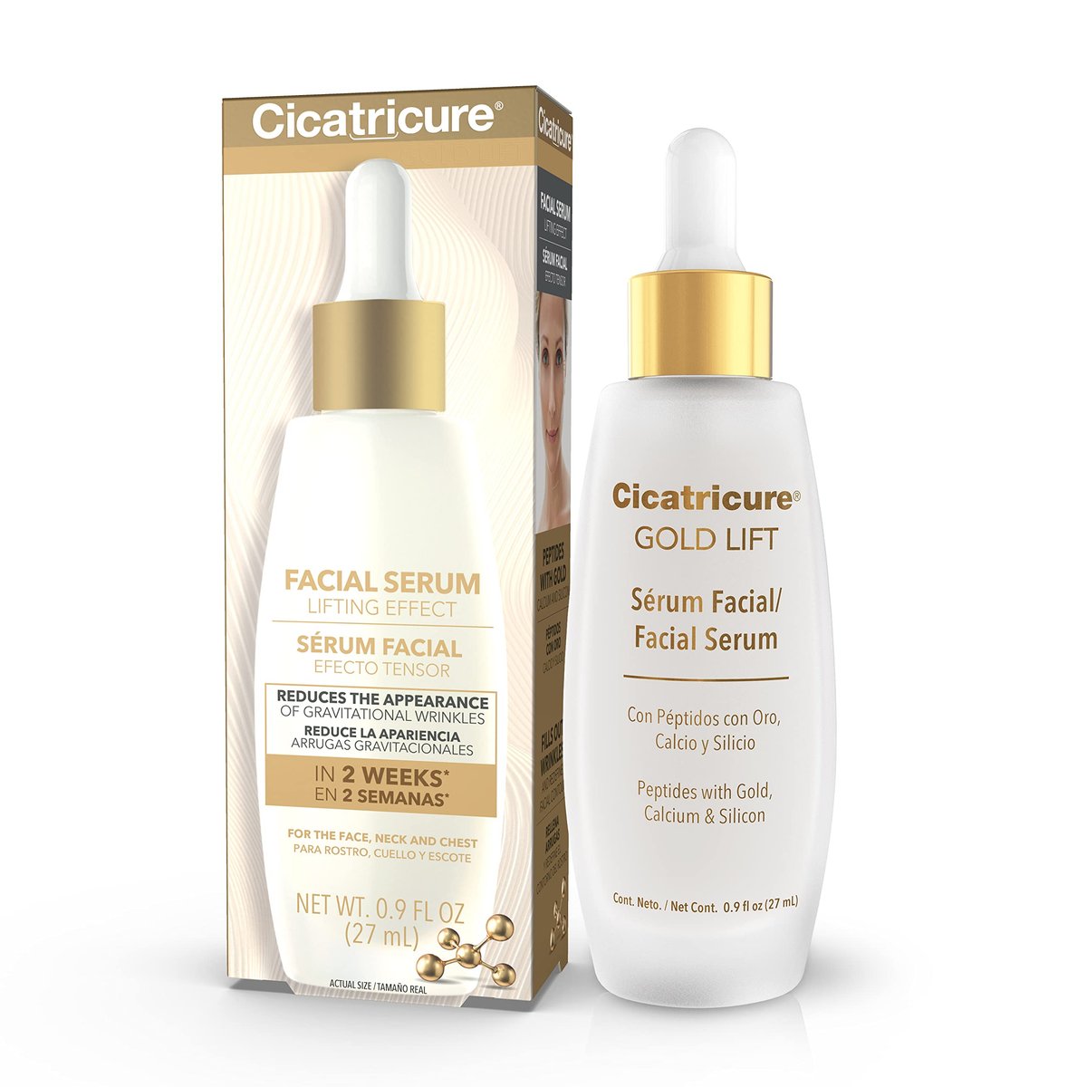Cicatricure Gold Lift Gesichtsserum mit Lifting-Effekt für Gesicht, Hals & Dekolleté – Anti-Aging-Hautpflege, hydratisierend, straffend & festigend, glättet Gesichtsfältchen, 0,9 Unzen