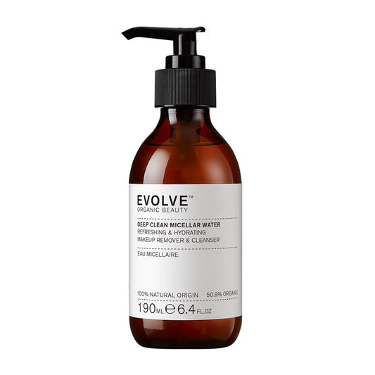 Evolve Organic Beauty Deep Clean Micellar Water | Erfrischend, hydratisierend, beruhigend | Mit Moringa-Peptid und Hyaluronsäure | Vegan Clean Beauty (190 ml)