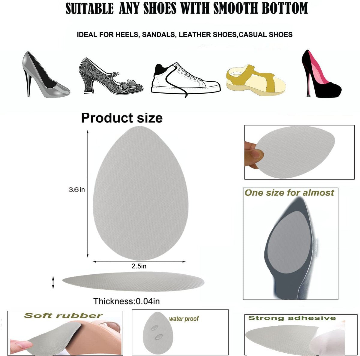 Rutschfeste Schuhpolster – Selbstklebende Sohlenschutz für High Heels, Anti-Rutsch-Schuhgripper (4 Paare, Transparent)