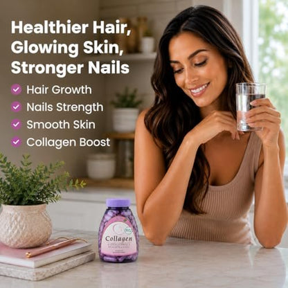 Sanar Naturals Collagen Biotin Kapseln – 150 Kapseln für Haarwachstum, Haut, Nägel und Gelenke | Hydrolysierte Kollagenpeptide mit Biotin und Vitamin C, Weidehaltung, Nicht-GVO