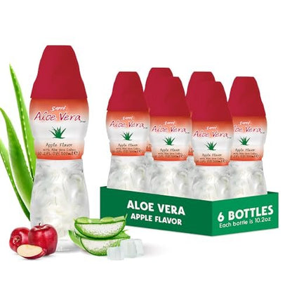 Sappe Aloe Vera Saft mit Apfelgeschmack und großen Aloe-Stücken (6er Pack) – Pflanzlicher Saft für optimale Hydration, ideal für Erwachsene und Kinder