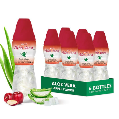 Sappe Aloe Vera Saft mit Apfelgeschmack und großen Aloe-Stücken (6er Pack) – Pflanzlicher Saft für optimale Hydration, ideal für Erwachsene und Kinder