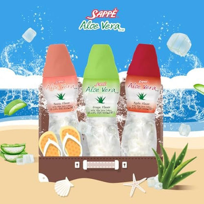 Sappe Aloe Vera Saft mit Apfelgeschmack und großen Aloe-Stücken (6er Pack) – Pflanzlicher Saft für optimale Hydration, ideal für Erwachsene und Kinder