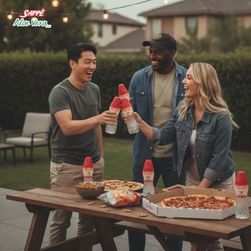 Sappe Aloe Vera Saft mit Apfelgeschmack und großen Aloe-Stücken (6er Pack) – Pflanzlicher Saft für optimale Hydration, ideal für Erwachsene und Kinder