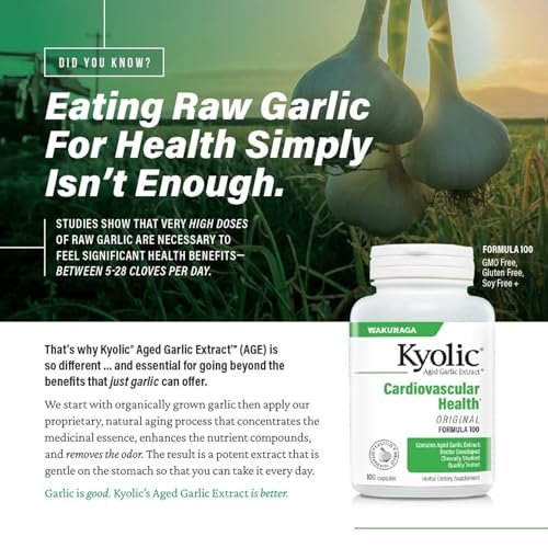Kyolic Alter Knoblauch Extrakt Formula 300 – Herz-Kreislauf-Gesundheit*, vegan, 120 Kapseln