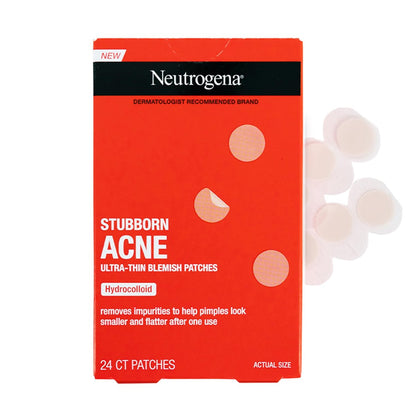 Neutrogena Stubborn Acne Ultra-Thin Patches – Hydrokolloid-Pflaster für zu Akne neigende Haut, 24 Stück