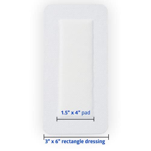 Medline Sterile Bordered Gauze 3" x 6" mit 1,5" x 4" Pad (15er-Pack) - Sterile Wundauflage mit PU-Folie