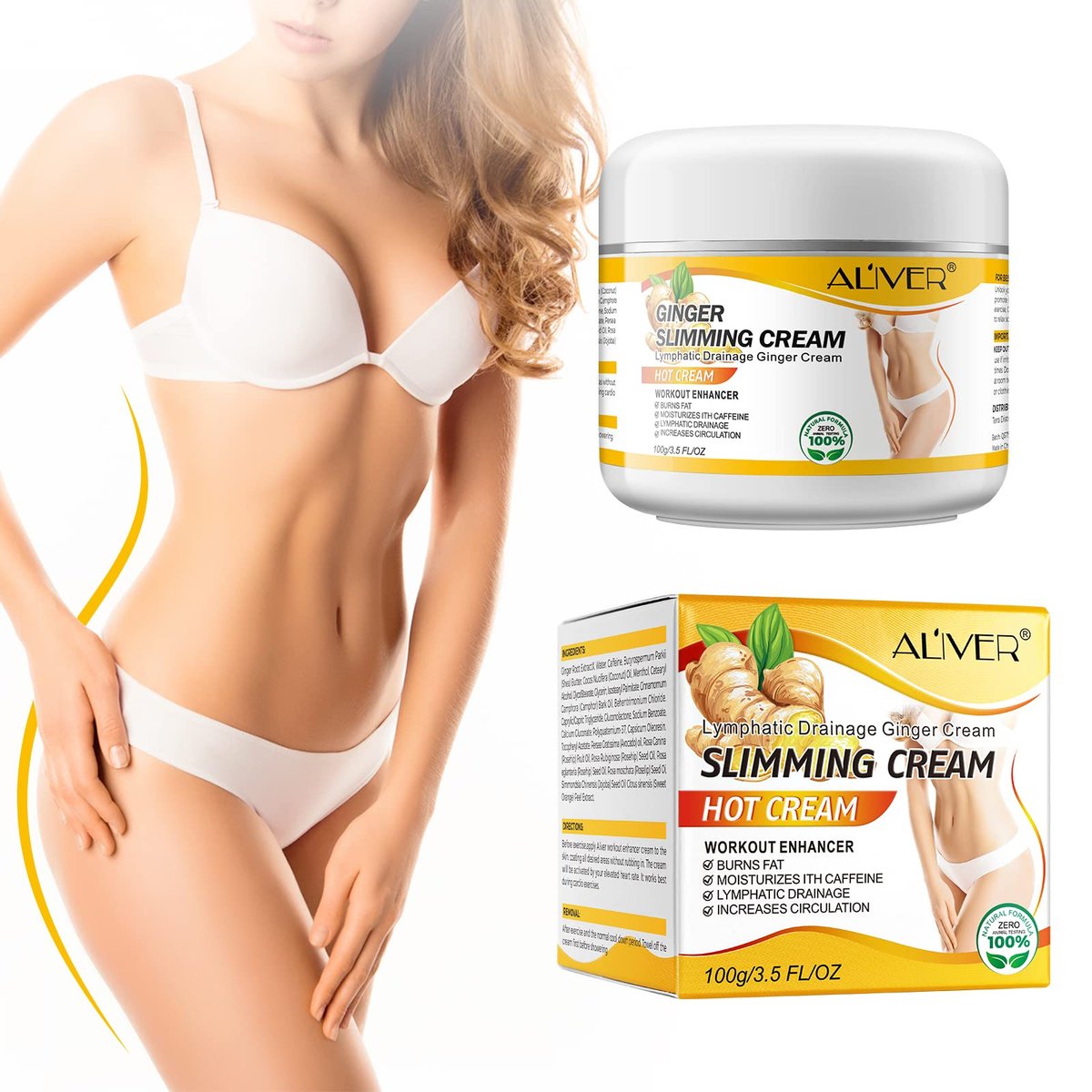 Ginger Slimming Cream – Heiße Fettverbrennung, Gewichtsverlust, Anti-Cellulite-Creme für den ganzen Körper, Bauch, beruhigend, entspannend, straffend