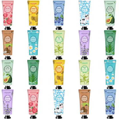 Layhomo 20er Pack Mini Body Lotion Geschenkset für Trockene Haut, Reisegröße Kleine Körpercreme mit Sheabutter, Natürlicher Duft, Feuchtigkeitsspendend für Damen und Herren, Muttertagsgeschenk, Dankeschön-Geschenk