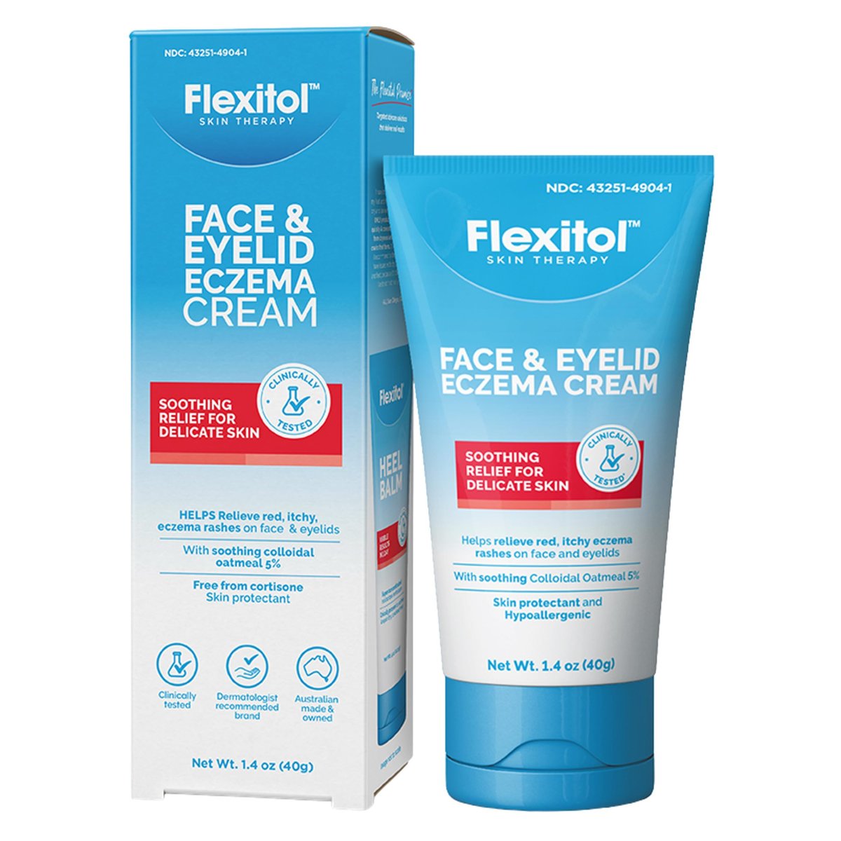 Flexitol Gesichts- und Augenlid-Ekzemcreme für empfindliche Haut, 5% kolloidales Hafermehl, beruhigende Augenbehandlung bei Ekzemen und Dermatitis, feuchtigkeitsspendende, nicht fettende Salbe für trockene, juckende Haut, 1,4 Unzen