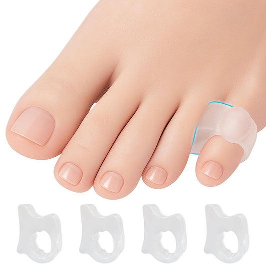 5 STARS UNITED Zehenspreizer für den kleinen Zeh – 4 Gel-Separatoren für überlappende und gekrümmte kleine Zehen, Ballenzehen, Ausrichtung – diabetische Fußpflege, Silikon-Spreizer, Korrektur und Aufrichtung, transparent