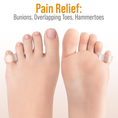 5 STARS UNITED Zehenspreizer für den kleinen Zeh – 4 Gel-Separatoren für überlappende und gekrümmte kleine Zehen, Ballenzehen, Ausrichtung – diabetische Fußpflege, Silikon-Spreizer, Korrektur und Aufrichtung, transparent