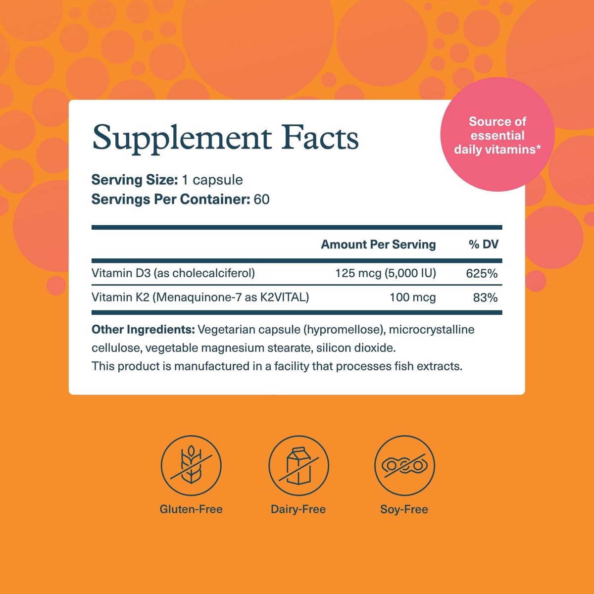 Youtheory K2D3 – Knochen- und Herzunterstützung mit Vitamin D3 und K2 – 60 vegane Kapseln