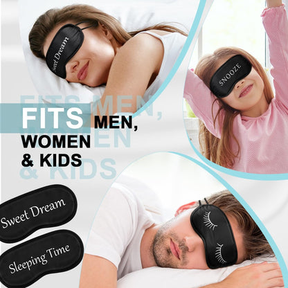 Eurzom 20-teiliges lustiges Schlafmasken-Set mit verstellbarem Riemen – Schlafmaske für Nacht, Blackout-Augenklappe für Spa, Frauen, Männer, Erwachsene, Pyjama-Party-Geschenke (Schwarz)