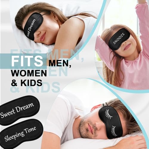 Eurzom 20-teiliges lustiges Schlafmasken-Set mit verstellbarem Riemen – Schlafmaske für Nacht, Blackout-Augenklappe für Spa, Frauen, Männer, Erwachsene, Pyjama-Party-Geschenke (Schwarz)
