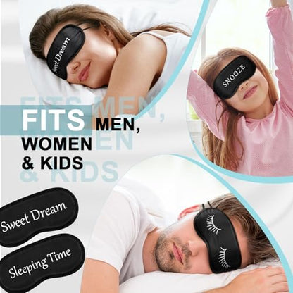Eurzom 20-teiliges lustiges Schlafmasken-Set mit verstellbarem Riemen – Schlafmaske für Nacht, Blackout-Augenklappe für Spa, Frauen, Männer, Erwachsene, Pyjama-Party-Geschenke (Schwarz)