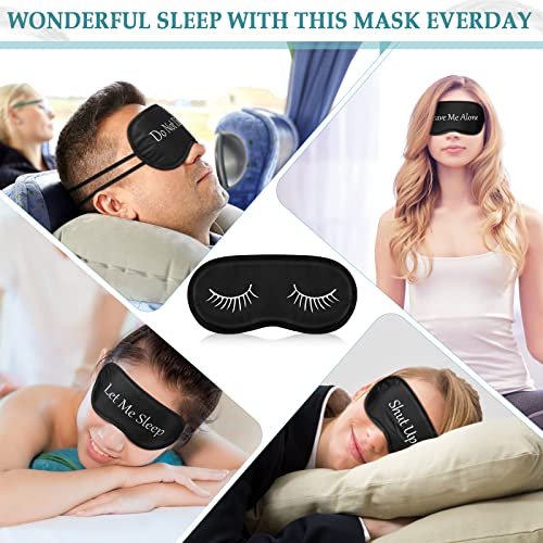 Eurzom 20-teiliges lustiges Schlafmasken-Set mit verstellbarem Riemen – Schlafmaske für Nacht, Blackout-Augenklappe für Spa, Frauen, Männer, Erwachsene, Pyjama-Party-Geschenke (Schwarz)