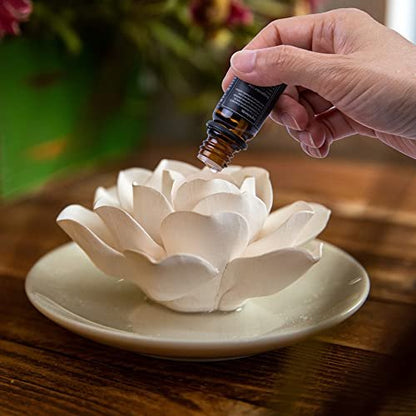 Passiver Lotusblüten-Diffuser aus Porzellan für Aromatherapie – Mini Raumduft für Schreibtisch & Bad
