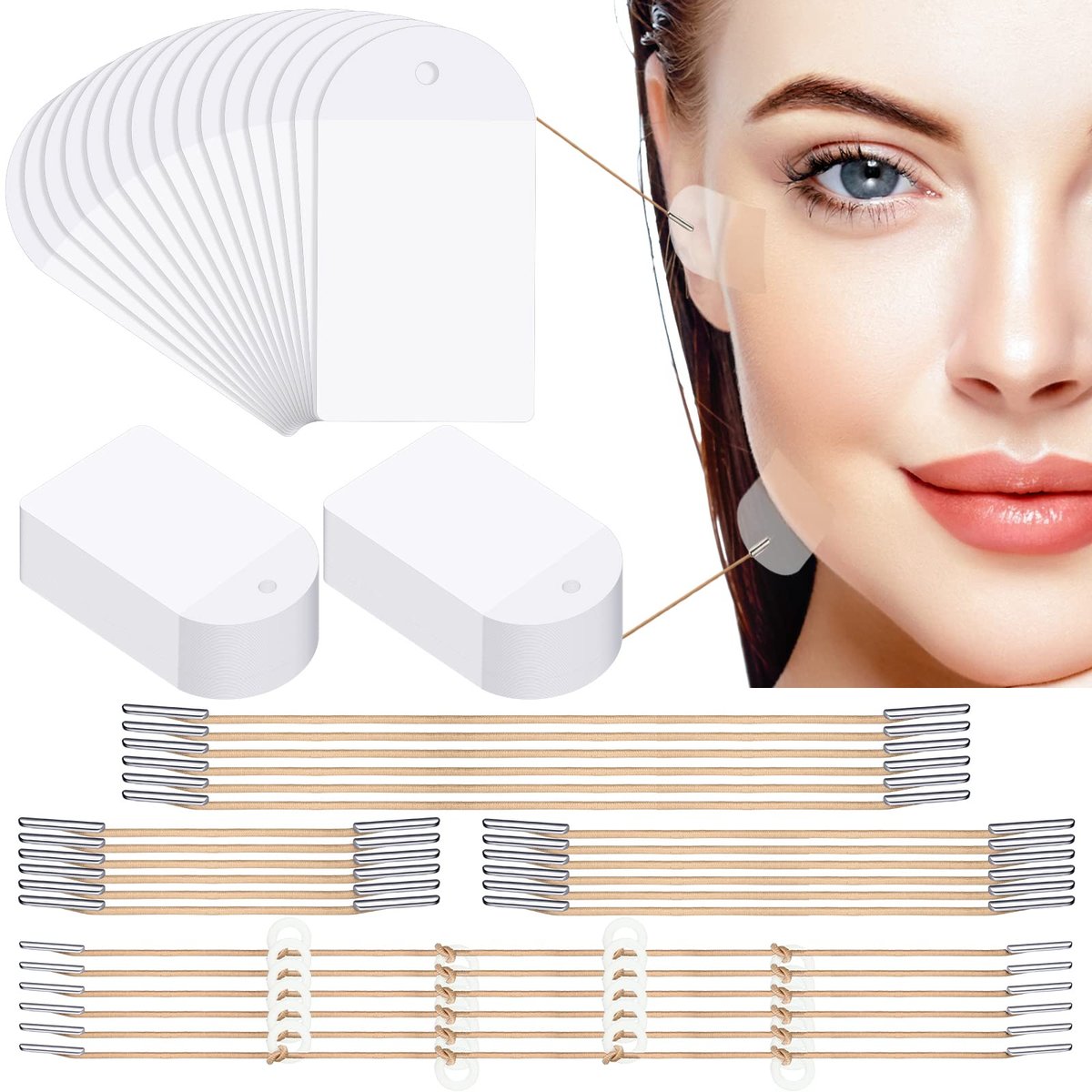 Maitys 204-teiliges Face-Lift-Tape-Set mit Lifting-Bändern – Unsichtbare Patches für Hals und Augenpartie, Damen