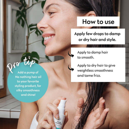 No nothing Haaröl für krauses Haar – Leichtes Anti-Frizz Haarserum für trockenes Haar, Frizz-Kontrolle, Glanz und Glättung, Duftfrei, Vegan und Tierversuchsfrei, 50 ml