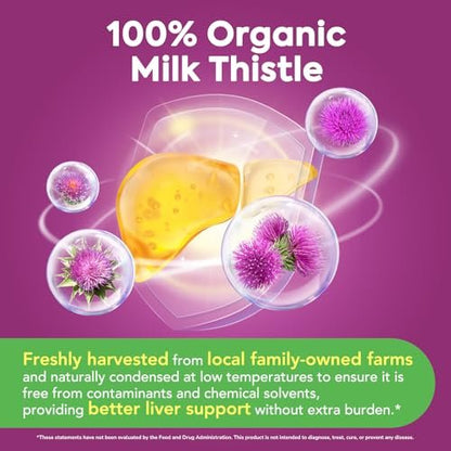 Surebounty Bio Mariendistel, konzentrierter Samenextrakt, 80 % Silymarin, Leberunterstützung, Reinigung, Entgiftung, Fettleber-Ergänzung, Non-GMO, gluten- & sojafrei, 90 vegane Kapseln, 3-Monats-Vorrat