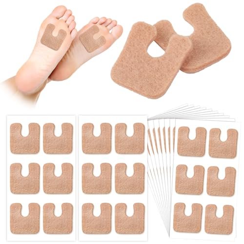 Boao 60 Stück Hornhautpads 1/4 Zoll dick U-förmig Fila-Pads Filz-Hornhautkissen Klebender Hühneraugenschutz für Männer Frauen Füße Zehen Schmerzlinderung Blasenprävention