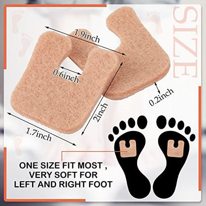 Boao 60 Stück Hornhautpads 1/4 Zoll dick U-förmig Fila-Pads Filz-Hornhautkissen Klebender Hühneraugenschutz für Männer Frauen Füße Zehen Schmerzlinderung Blasenprävention