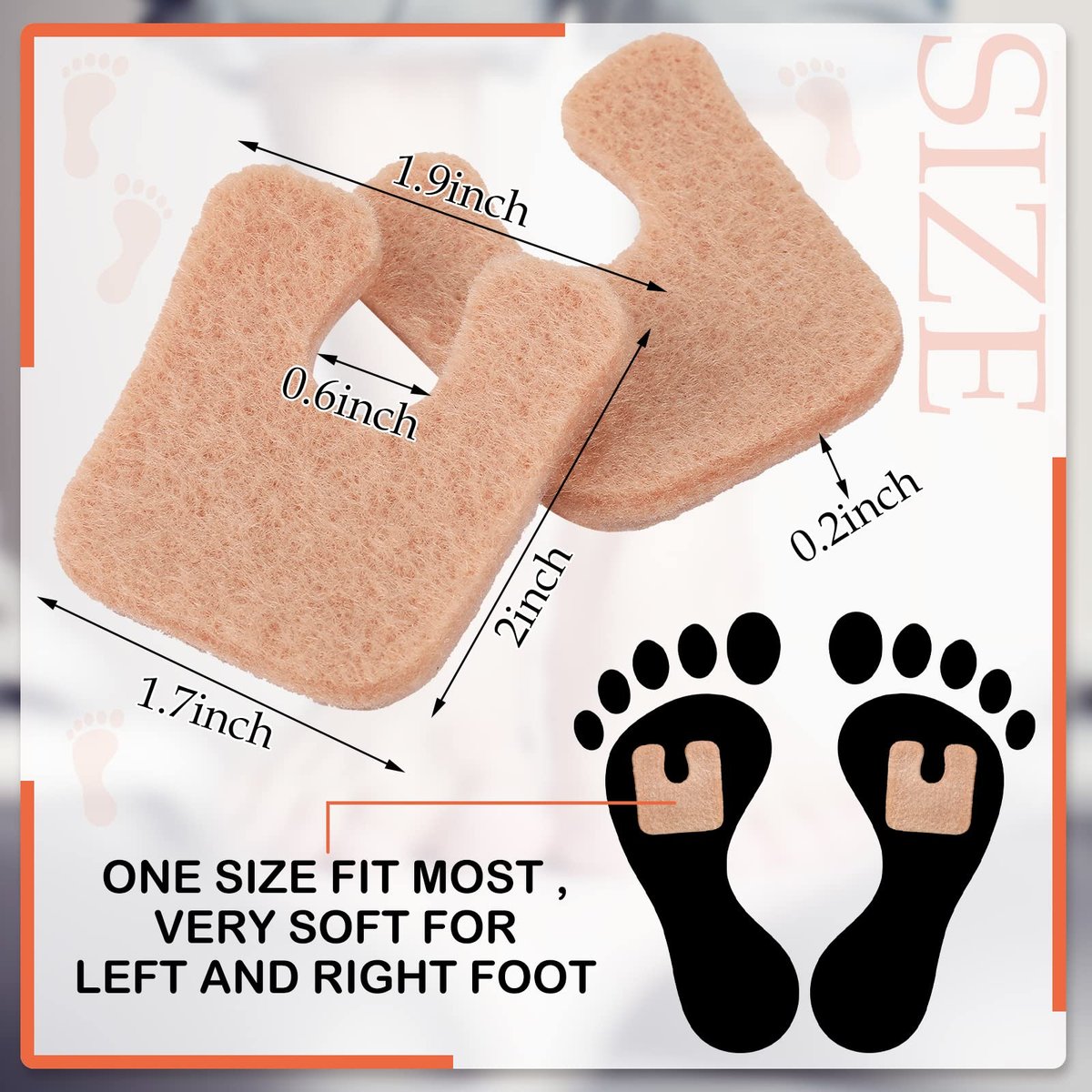 Boao 60 Stück Hornhautpads 1/4 Zoll dick U-förmig Fila-Pads Filz-Hornhautkissen Klebender Hühneraugenschutz für Männer Frauen Füße Zehen Schmerzlinderung Blasenprävention